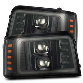 1992-1996 Ford Bronco LUXX-Series LED Projector Headlights Alpha-Black Headlights Assembly AlphaRex 