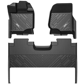 3WLiners 2015-2024 Ford F-150 Super Duty Crew Cab TPE Material & All-Weather Protection Custom Floor Mats 3WLiners 2015-2024 With Underseat Storage 