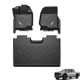 3WLiners 2015-2024 Ford F-150 Super Duty Crew Cab TPE Material & All-Weather Protection Custom Floor Mats 3WLiners 2015-2024 Without Underseat Storage 