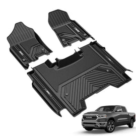 3WLiners 2019-2024 Dodge RAM 1500 Crew Cab TPE Material & All-Weather Protection Custom Floor Mats (Fits New-Body Style Only) Floor Mats 3WLiners 