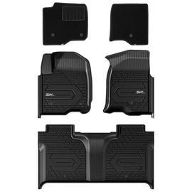 3WLiners 2019-2025 Chevrolet Silverado 1500 / 2500HD / 3500HD Crew Cab TPE Material & All-Weather Protection Custom Floor Mats with Front Carpet Floor Mats 3WLiners 