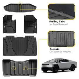 3WLiners 2024 Tesla CyberTruck TPE Material & All-Weather Protection Custom Floor Mat +Frunk Mat + Under Bed Storage Mat 3WLiners 