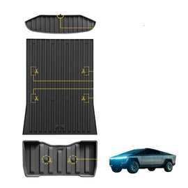 3WLiners 2024 Tesla CyberTruck TPE Material & All-Weather Protection Custom Trunk Mat + Frunk Mat + Under Bed Storage Mat 3WLiners 