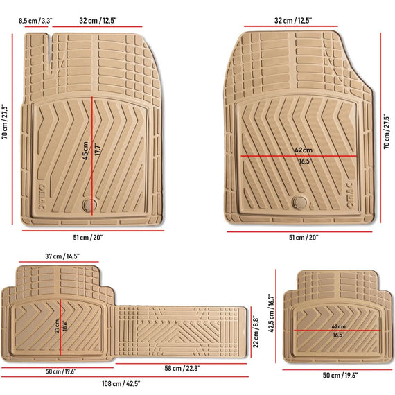 OMAC Universal Fit All-Weather Front / Rear Trimmable Basic Floor Mats Liner