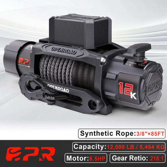 OPENRoad 12,000lbs Winch with 2 Wireless Remotes (Synthetic Rope) -Panther Series 3S