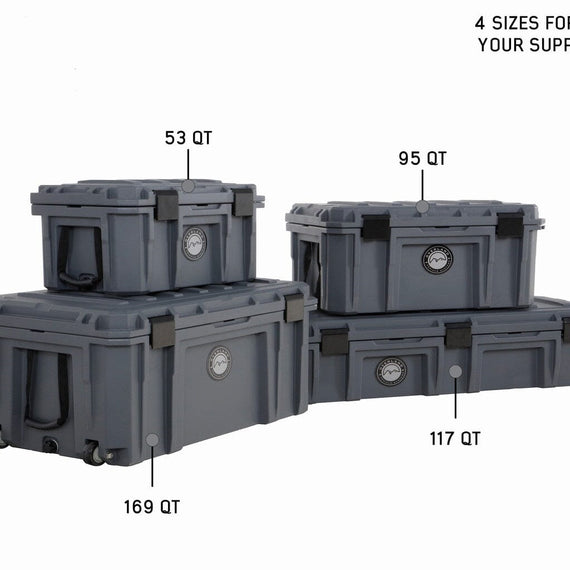 OVS Dark Grey Dry Box with Drain, and Bottle Opener Storage Box (53 QT - 169 QT)