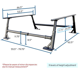 Syneticusa R1L Aluminum Adjustable Heavy-Duty Truck Bed Ladder Rack (Fits 6' to 8' Truck Bed Length Only) Truck2go 