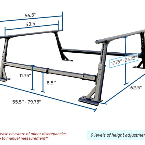 Syneticusa R1L Aluminum Adjustable Heavy-Duty Truck Bed Ladder Rack (Fits 6' to 8' Truck Bed Length Only)