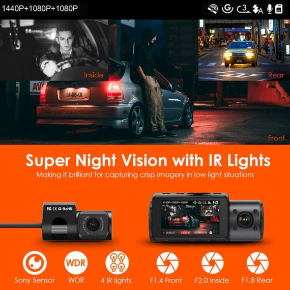 Vantrue Nexus 4 (N4) 3-Channel 4K HDR Dash Camera