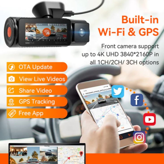 Vantrue Nexus 4 PRO (N4PRO) 3-Channel 4K Resolution Dash Camera