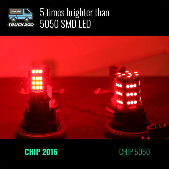 1157 F1 Style Flashing Brake 2016-Chip 24 LED Light Bulbs (Red)