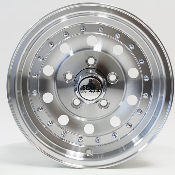 Scale4x4 14 Inch Bandit II Machined Clear Coat Wheels / 14x6.0 / +6 / 5x114.3