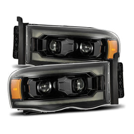 2002-2005 Dodge Ram LUXX-Series LED Projector Headlights Alpha-Black Headlights Assembly AlphaRex 
