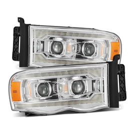 2002-2005 Dodge Ram LUXX-Series LED Projector Headlights Chrome Headlights Assembly AlphaRex 