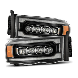 2002-2005 Dodge Ram NOVA-Series LED Projector Headlights Black Headlights Assembly AlphaRex 