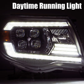 2005-2011 Toyota Tacoma NOVA-Series LED Projector Headlights Alpha-Black Headlights Assembly AlphaRex 