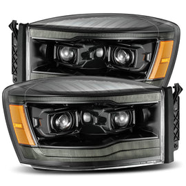 2006-2008 Dodge Ram LUXX-Series LED Projector Headlights Alpha-Black Headlights Assembly AlphaRex 