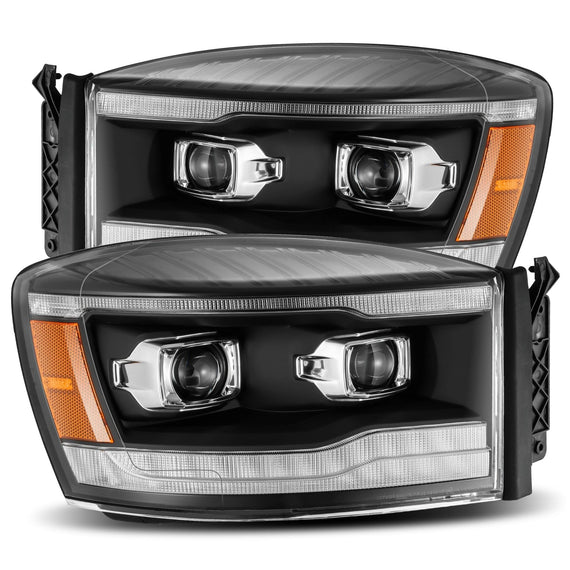 AlphaRex 2006-2008 Dodge Ram LUXX-Series LED Projector Headlights Black