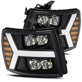 2007-2013 Chevrolet Silverado NOVA-Series LED Projector Headlights Black Headlights Assembly AlphaRex 