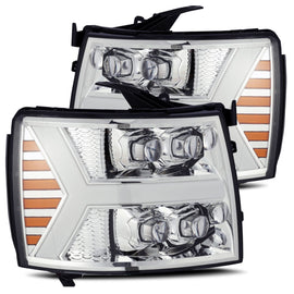2007-2013 Chevrolet Silverado NOVA-Series LED Projector Headlights Chrome Headlights Assembly AlphaRex 