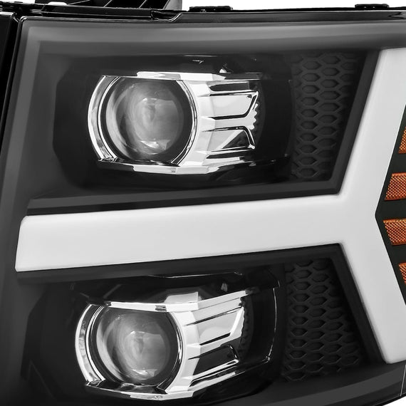 AlphaRex 2007-2013 Chevrolet Silverado PRO-Series Halogen Projector Headlights Black