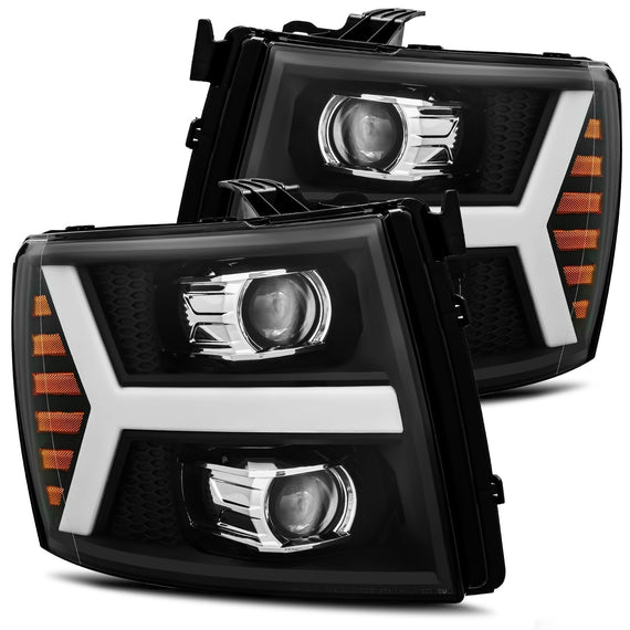 AlphaRex 2007-2013 Chevrolet Silverado PRO-Series Halogen Projector Headlights Black
