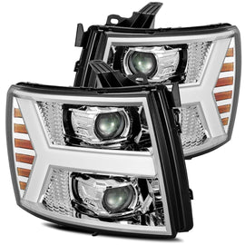 2007-2013 Chevrolet Silverado PRO-Series Halogen Projector Headlights Chrome Headlights Assembly AlphaRex 