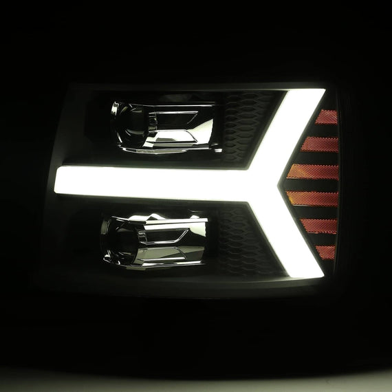 AlphaRex 2007-2013 Chevrolet Silverado PRO-Series Halogen Projector Headlights Jet Black