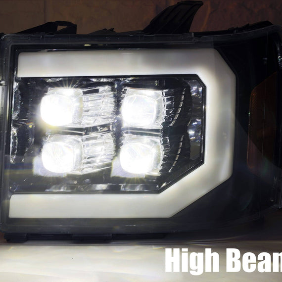 AlphaRex 2007-2013 GMC Sierra NOVA-Series LED Projector Headlights Jet Black