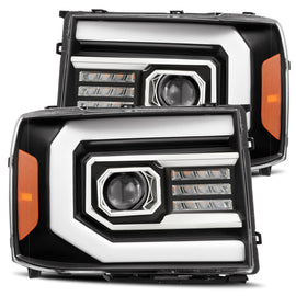 2007-2013 GMC Sierra PRO-Series Halogen Projector Headlights Black Headlights Assembly AlphaRex 