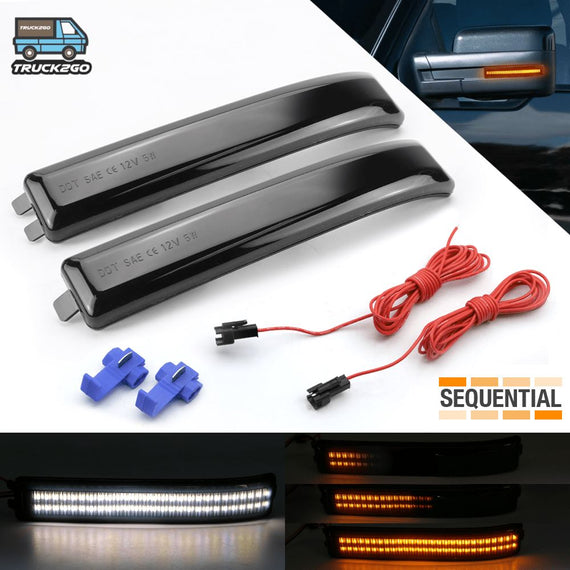 2009-2014 Ford F-150 Side View Mirror Sequential Turn Signal LED Lights | Smoked lens