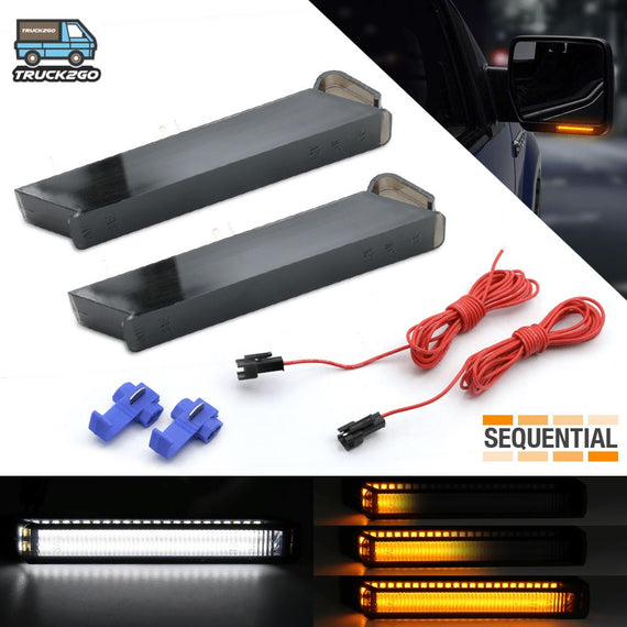 2009-2014 Ford F-150 Side View Mirror Sequential Turn Signal LED Lights (Smoked lens)