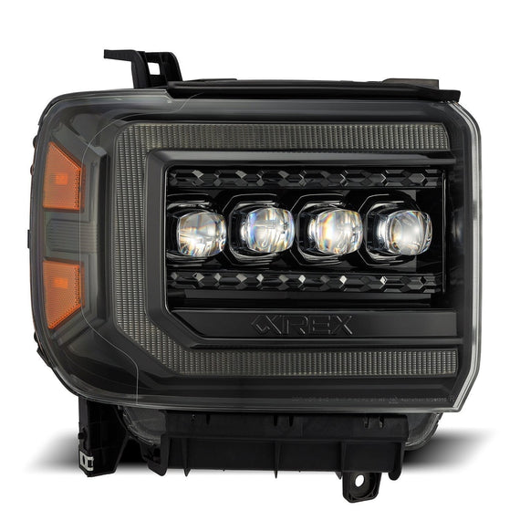 AlphaRex 2014-2018 GMC Sierra NOVA-Series LED Projector Headlights Alpha-Black