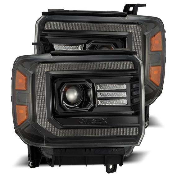 AlphaRex 2014-2018 GMC Sierra PRO-Series Halogen Projector Headlights Alpha-Black