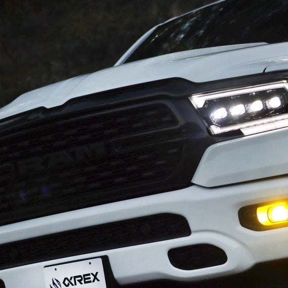 AlphaRex 2019-2024 Ram 1500 (MK II 2500 Style) NOVA-Series LED Projector Headlights Alpha-Black