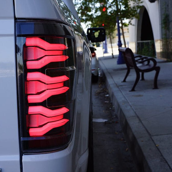 AlphaRex 2021-2023 Ford F-150 LUXX-Series LED Tail Lights Black-Red