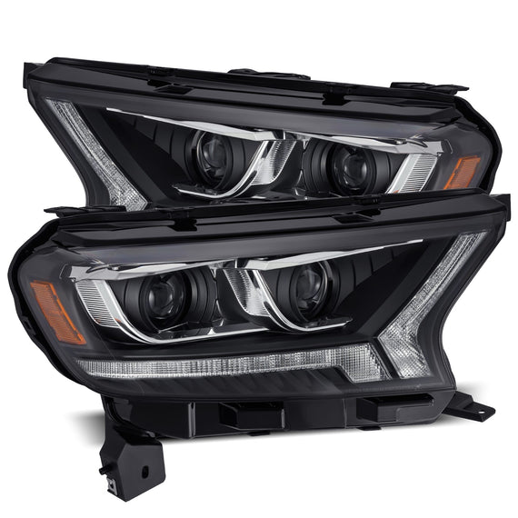 AlphaRex 2019-2022 Ford Ranger PRO-Series Halogen Projector Headlights Black