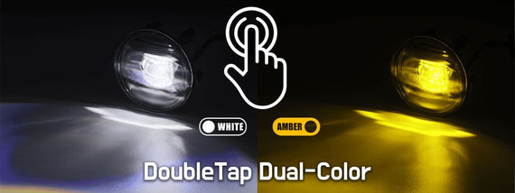 Universal JEEP DoubleTap Dual Color LED Projector Fog Lights (Also fits Chrysler/Dodge/Hummer)